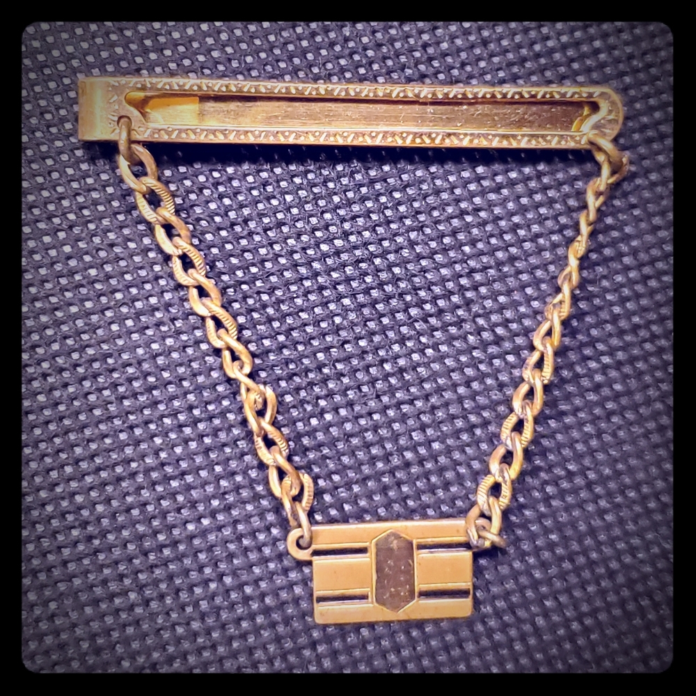 Men's Vintage Masonic tie clip with chain